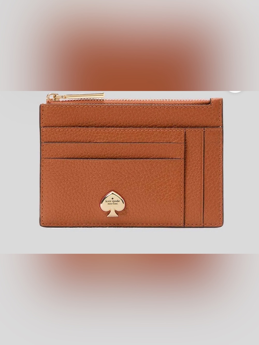 Kate Spade Kayla Large Slim Zip Cardholder Pebbled Leather Warm Ginger-NWT